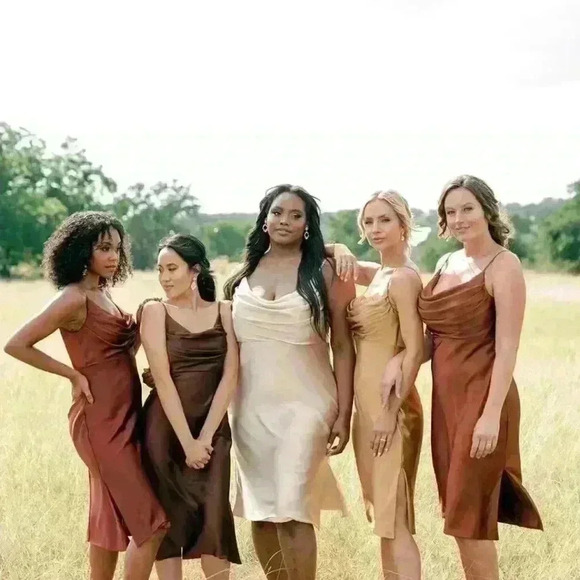 Revelry Skye Midi Satin Dress, Rose Quartz, Size 2 - Picture 10 of 10